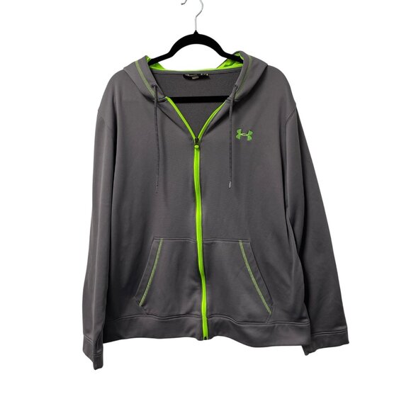UNDER ARMOUR FULL ZIP HOODIE MENS L FLEECE LINED CASUAL COMFORT GRAY LOOSE FIT - Picture 1 of 7